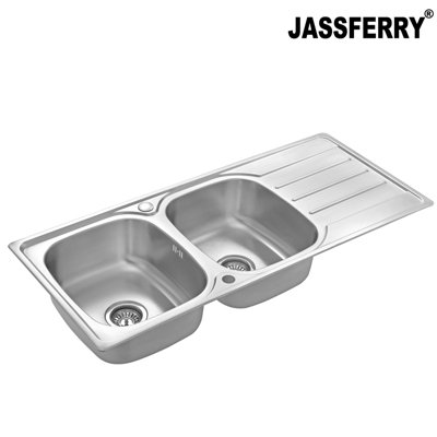 JASSFERRY Stainless Steel Kitchen Sink Matt Inset Double Bowl Reversible Drainer