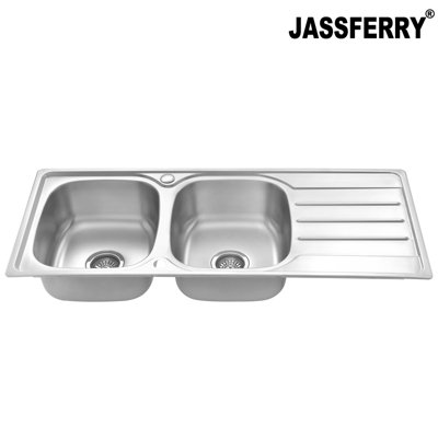 JASSFERRY Stainless Steel Kitchen Sink Matt Inset Double Bowl Reversible Drainer