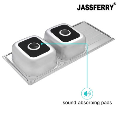 JASSFERRY Stainless Steel Kitchen Sink Matt Inset Double Bowl Reversible Drainer