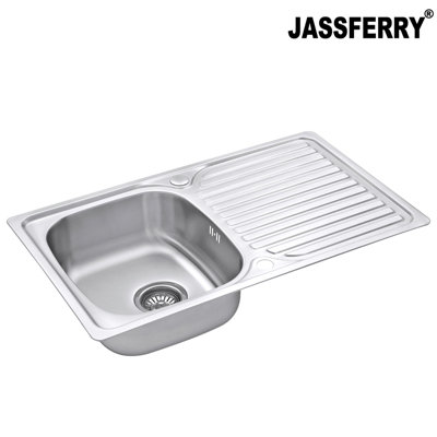 JASSFERRY Stainless Steel Kitchen Sink Single 1 Bowl Inset Reversible Drainer