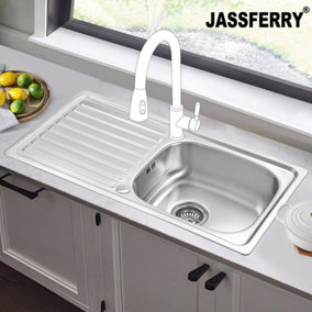 JASSFERRY Stainless Steel Kitchen Sink Single 1 One Bowl Reversible