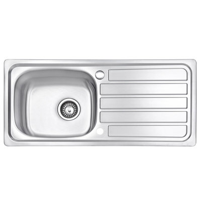 JASSFERRY Stainless Steel Kitchen Sink Single Bowl Reversible with Waste Pipes Clips, 930 x 430 mm