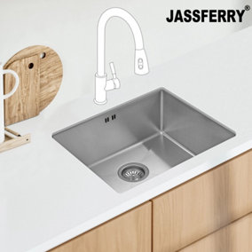 JASSFERRY Undermount Kitchen Sink Handmade 1.2mm Thickness Stainless Steel Single Bowl, 540 X 440 mm