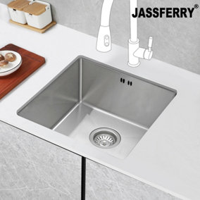 JASSFERRY Undermount Kitchen Sink Handmade Design 1.2mm Thickness Stainless Steel Single One Bowl, 440 x 440 mm