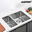JASSFERRY Undermount Stainless Steel Kitchen Sink 1.5 Bowl Lefthand Smaller Bowl