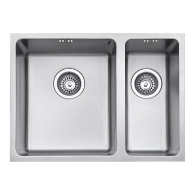 JASSFERRY Undermount Stainless Steel Kitchen Sink 1.5 Bowl Righthand Smaller Bowl