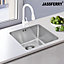 JASSFERRY Undermount Stainless Steel Kitchen Sink 1 Single Deep Square Bowl, 440 x 440 mm