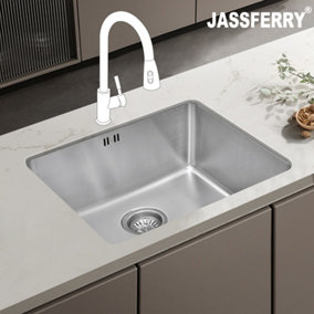 JASSFERRY Undermount Stainless Steel Kitchen Sink Single Bowl, 540 x 440 mm