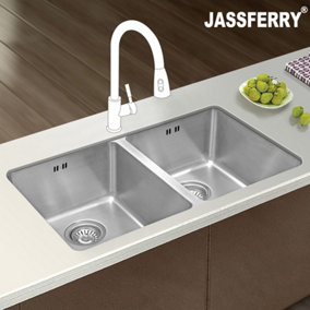 JASSFERRY Undermount Stainless Steel Kitchen Sink Tight Radius Double Bowl