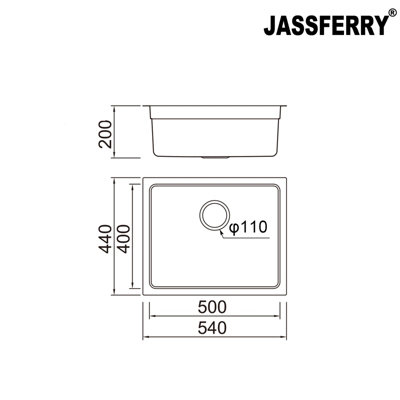 JASSFERRY Undermount Stainless Steel Sink Kitchen Dish Drainer Rack Single Bowl