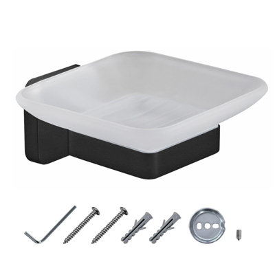 JASSFERRY Wall Mounted Soap Dish Holder Black Glass Frosted Square Soap Tray for Shower Price Comparisons | Compare The Build
