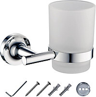 JASSFERRY Wall Mounted Toothbrush Holders Frosted Glass Tumbler & Holder