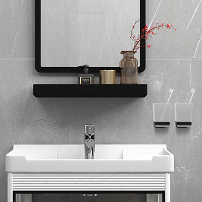 JASSFERRY Wall Mounted Toothbrush Tumbler Holder Single Frosted Black Glass Square Cup