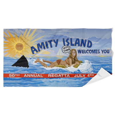Jaws Amity Welcome Sign Beach Towel