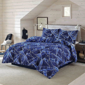 Jaxon Geometric Triangles Reversible Easy Care Printed Duvet Cover Bedding Set