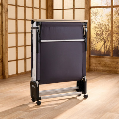 GIANTEX Letto Singolo Pieghevole, Portata di 120 kg, con 4 Ruote, 4