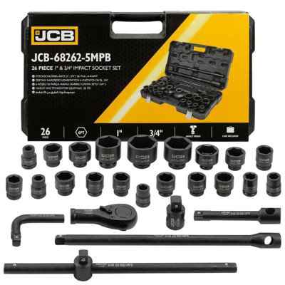 JCB 3/4'' and 1'' Impact Tool and Socket Set  JCB-68262-5MPB