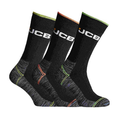 JCB - 3 Pack Mens Hi Vis Work Socks with Padded Foot for Safety Boots 6-11