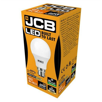 JCB 8.5w BC 3000k Frosted GLS LED Light Bulb - Warm White