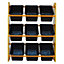 JCB 9 Bin Storage Unit, Digger Theme, Black Storage Boxes, Kids