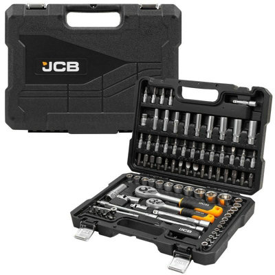 JCB 94 Piece 1/4'' and 3/8'' Socket and Bit Set, Chrome Vanadium Steel  JCB-4941-5DS