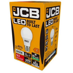 JCB A70 LED Light Bulb Opal 8.5w E27 4000k White (Pack of 2)