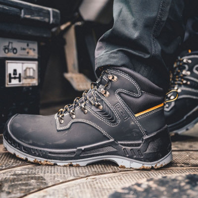 JCB BACKHOE Safety Work Boots Black Mens Work Shoes - Size 11