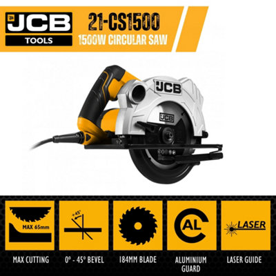 JCB CS1500 Corded Circular Saw 184mm 1500W 240V JCB-CS1500 - Inc Blade 8"