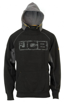 JCB Horton Hoodie Black & Grey Work Hooded Jumper - Large