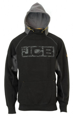 JCB Horton Hoodie Black & Grey Work Hooded Jumper - X-Large