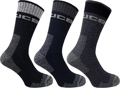 JCB JCBX000145 3 Pack of Rugged Hard Wearing Work Boot Socks Grey Navy Size 6-11