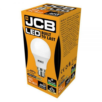 JCB LED A60 470lm Opal 6w Light Bulb B22 2700k White (One Size)