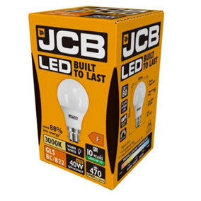 JCB LED A60 470lm Opal 6w Light Bulb B22 3000k White (Pack of 2)