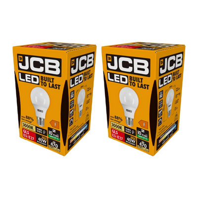 JCB LED A60 470lm Opal 6w Light Bulb E27 3000k White (Pack of 2)
