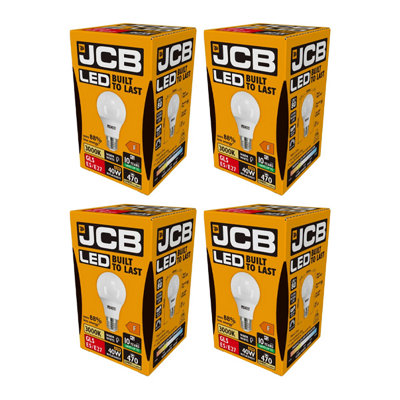 JCB LED A60 470lm Opal 6w Light Bulb E27 3000k White (Pack of 4)