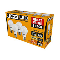 JCB LED A60 806lm Opal 10w Light Bulb B22 3000k White (Pack of 4)