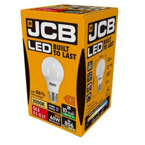 JCB LED A60 806lm Opal 10w Light Bulb E27 3000k White (Pack of 2)
