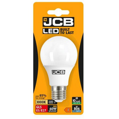 JCB LED A60 806lm Opal 10w Light Bulb E27 3000k White (Pack of 2)