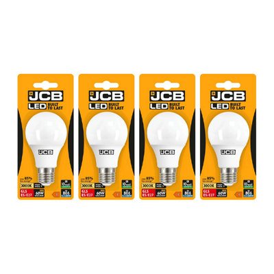 JCB LED A60 806lm Opal 10w Light Bulb E27 3000k White (Pack of 4)