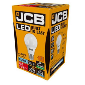 JCB LED A60 806lm Opal 10w Light Bulb E27 6500k White (Pack of 2)