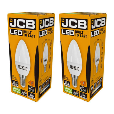 JCB LED C37 E14 Candle Light Bulb Cool White (6w) (Pack of 2)