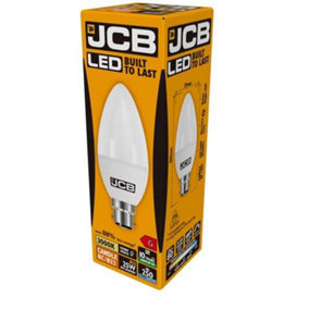 JCB LED Candle 250lm Opal 3w Light Bulb B22 3000k White (Pack of 2)