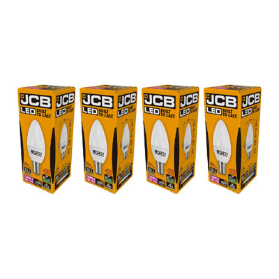 JCB LED Candle 470lm Opal 6w Light Bulb B15 2700k White (Pack of 4)