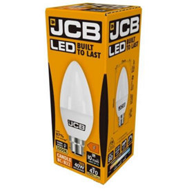 JCB LED Candle 470lm Opal 6w Light Bulb B22 2700k White (Pack of 2)