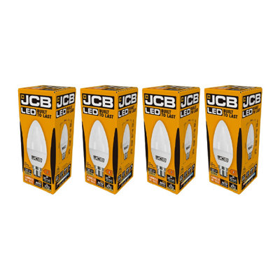 JCB LED Candle 470lm Opal 6w Light Bulb B22 2700k White (Pack of 4)
