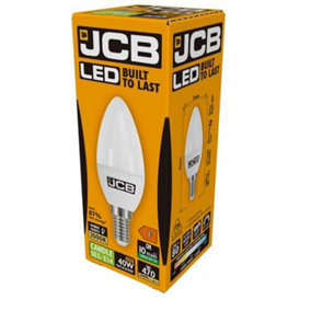 JCB LED Candle 470lm Opal 6w Light Bulb E14 2700k White (Pack of 2)