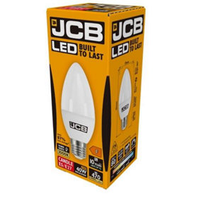 JCB LED Candle 470lm Opal 6w Light Bulb E27 3000k White (Pack of 2)