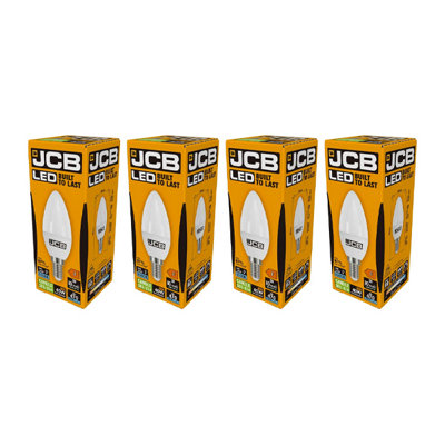 JCB LED Candle 520lm Opal 6w Light Bulb E14 6500k White (Pack of 4)