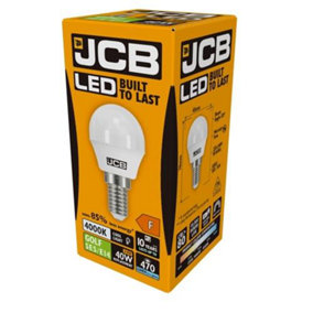 JCB LED Golf 470lm 4.9W Light bulb E14 Bulb 4000k White (Pack of 4)