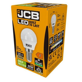 JCB LED Golf 470lm Opal 4.9w Light Bulb E14 3000k White (Pack of 2)